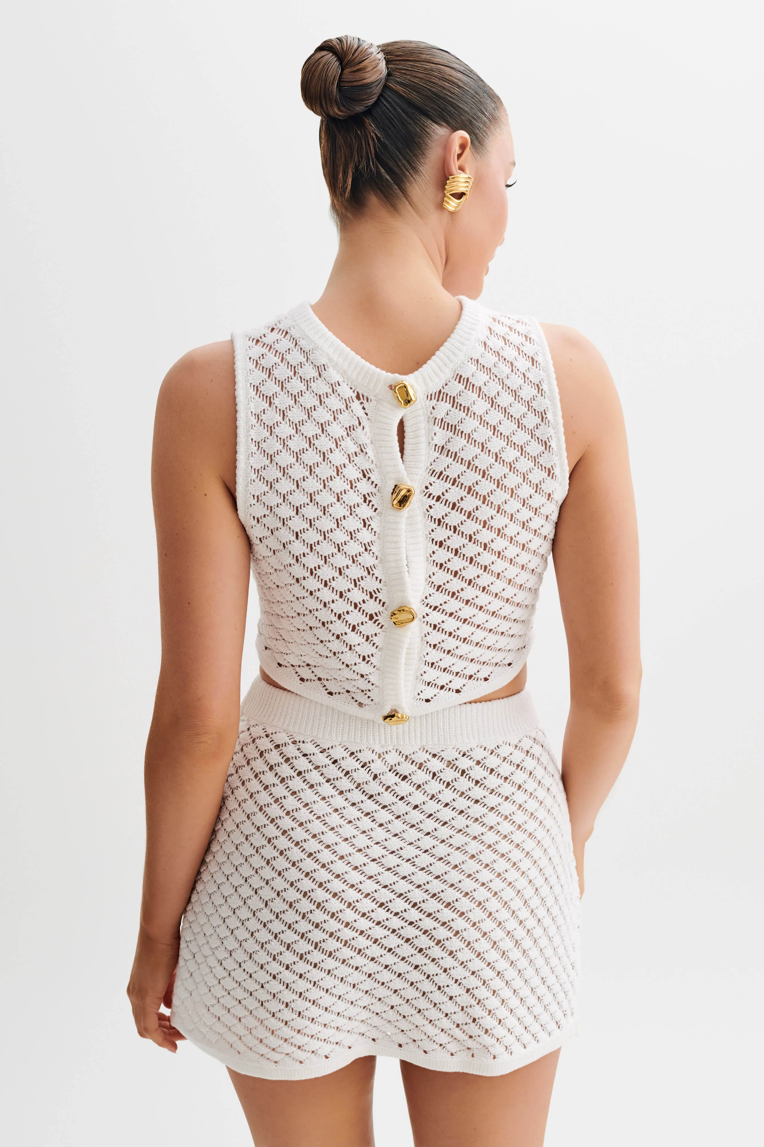 Perfect Pair Slim Look Fit Lorenza Knit A-Line Mini Skirt - Ivory
