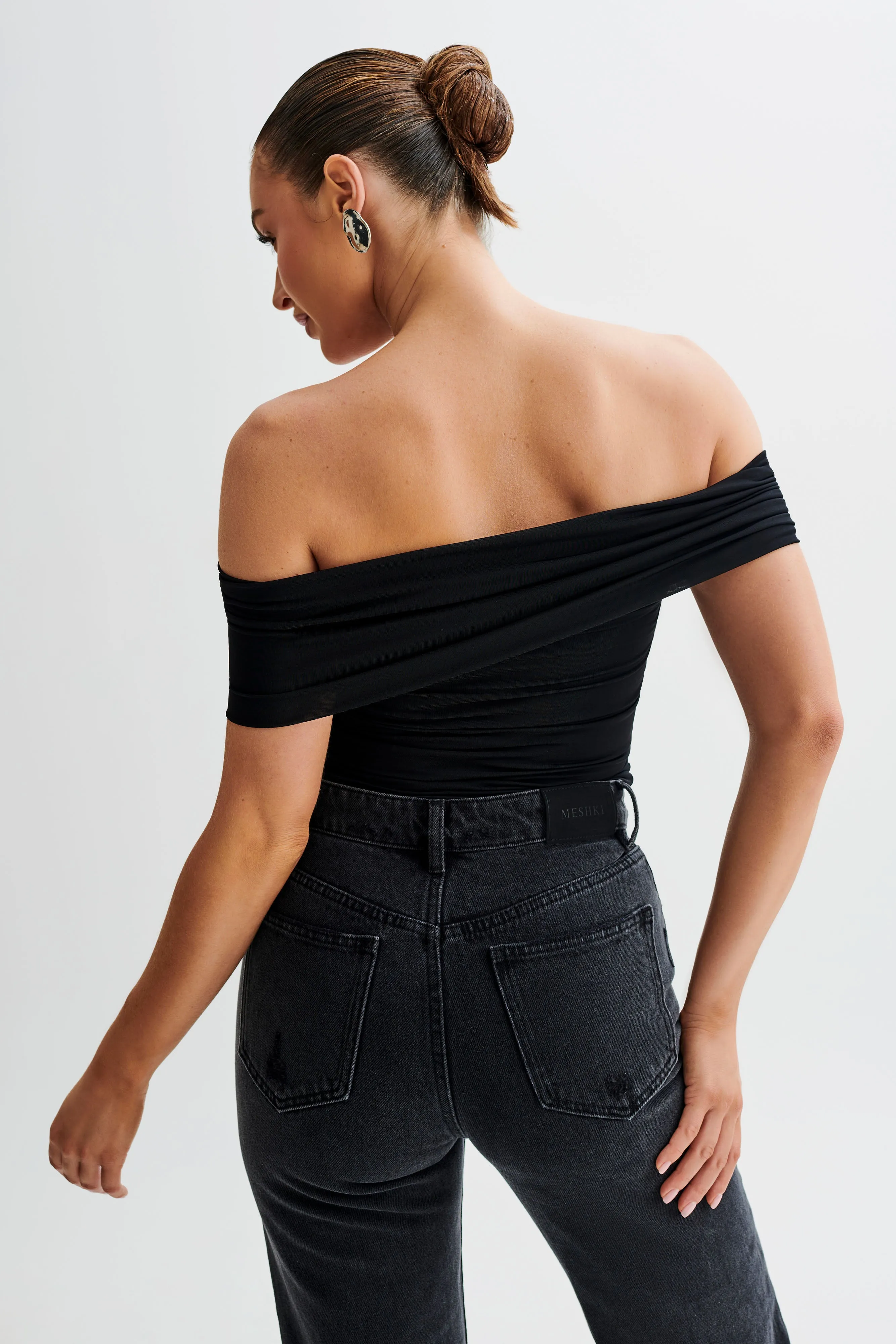 Versatile Design Lourdes Slinky Off Shoulder Top - Black