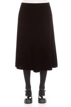 Collaboration Piece Silicone Grip Trim Midi Black Silk Velvet Skirt