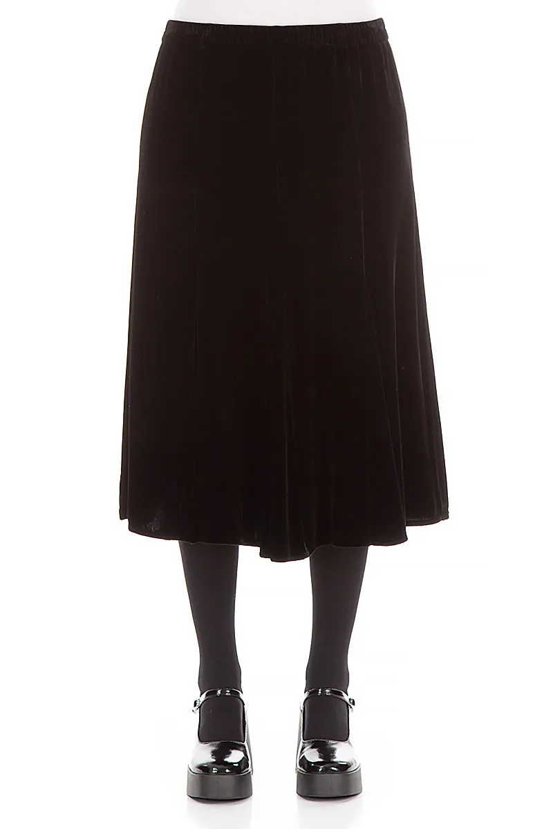 Collaboration Piece Silicone Grip Trim Midi Black Silk Velvet Skirt