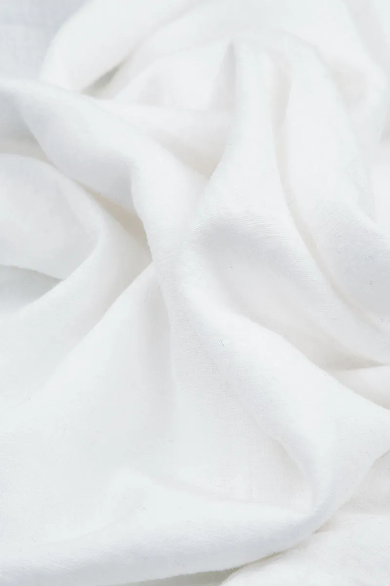 Double Needle Stitching Casual Layer Loose White Linen Trousers