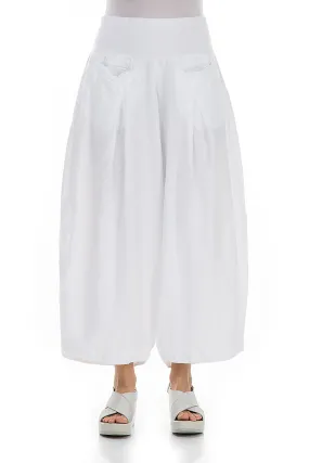 Freedom Motion Flexible Waist Loose White Linen Trousers