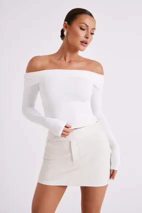 SnagFreeKnit Lucinda Recycled Nylon Off Shoulder Top - White