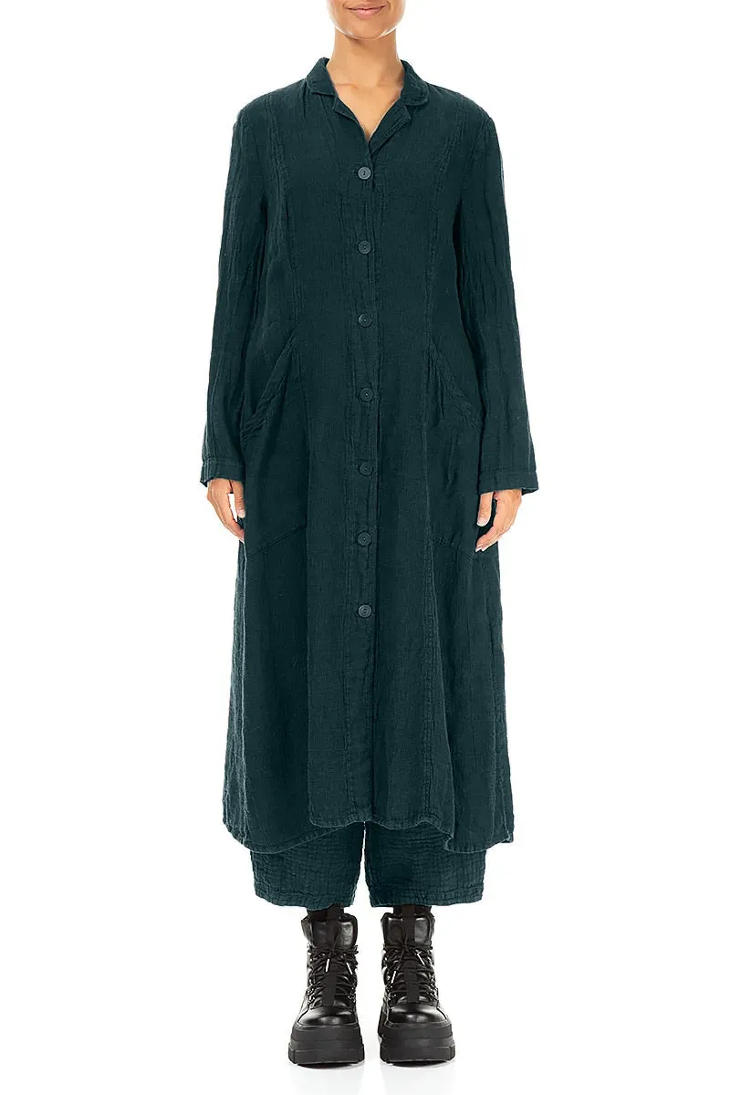 Long Peacock M??lange Linen Jacket Anti Pilling Texture