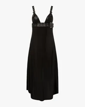 Belt Bodice Midi Dress Striped-Pattern Dreamy Texture