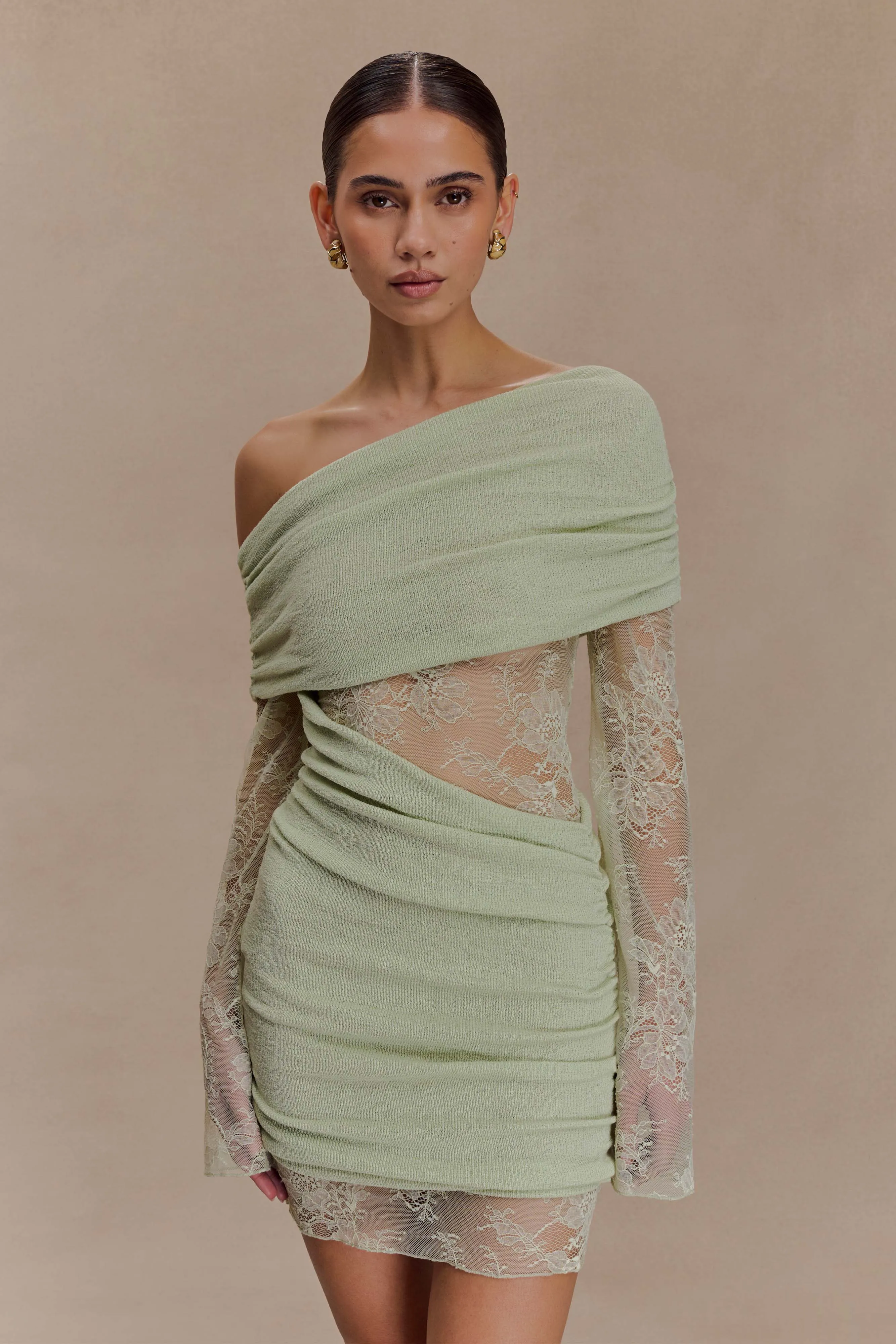 Luxie Lace Knit Mini Dress - Pastel Green Summer Friendly Fresh Stitch