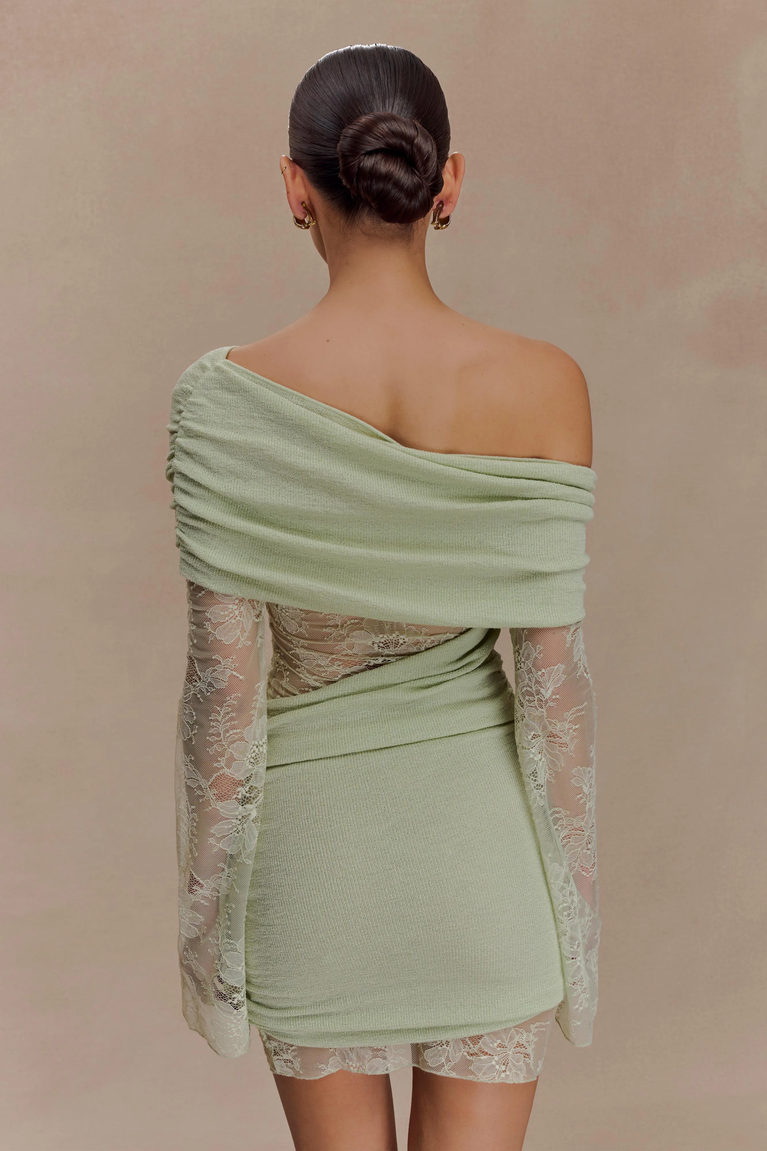 Easy Layering Night Mood Luxie Lace Knit Mini Dress - Pastel Green