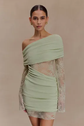 Luxie Lace Knit Mini Dress - Pastel Green Summer Friendly Fresh Stitch