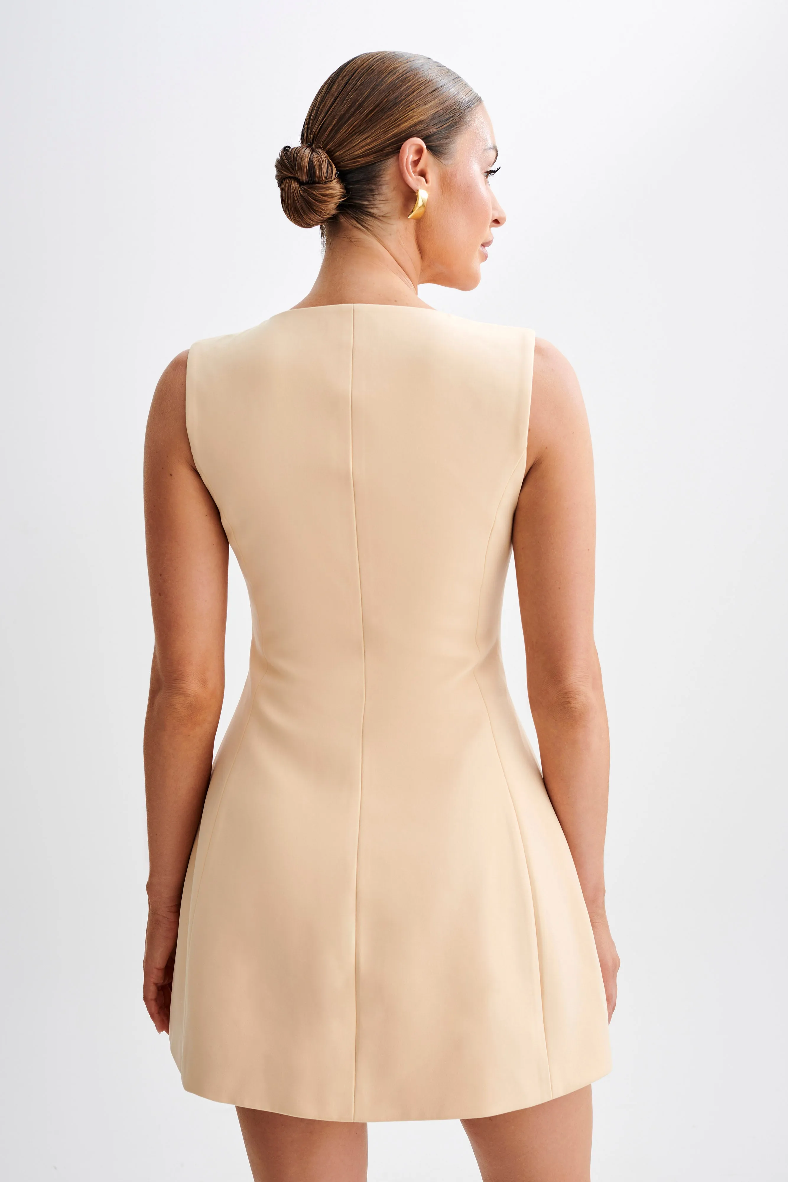 Lysandre Crepe Mini Dress - Peach Lightweight-Layer Euro Touch
