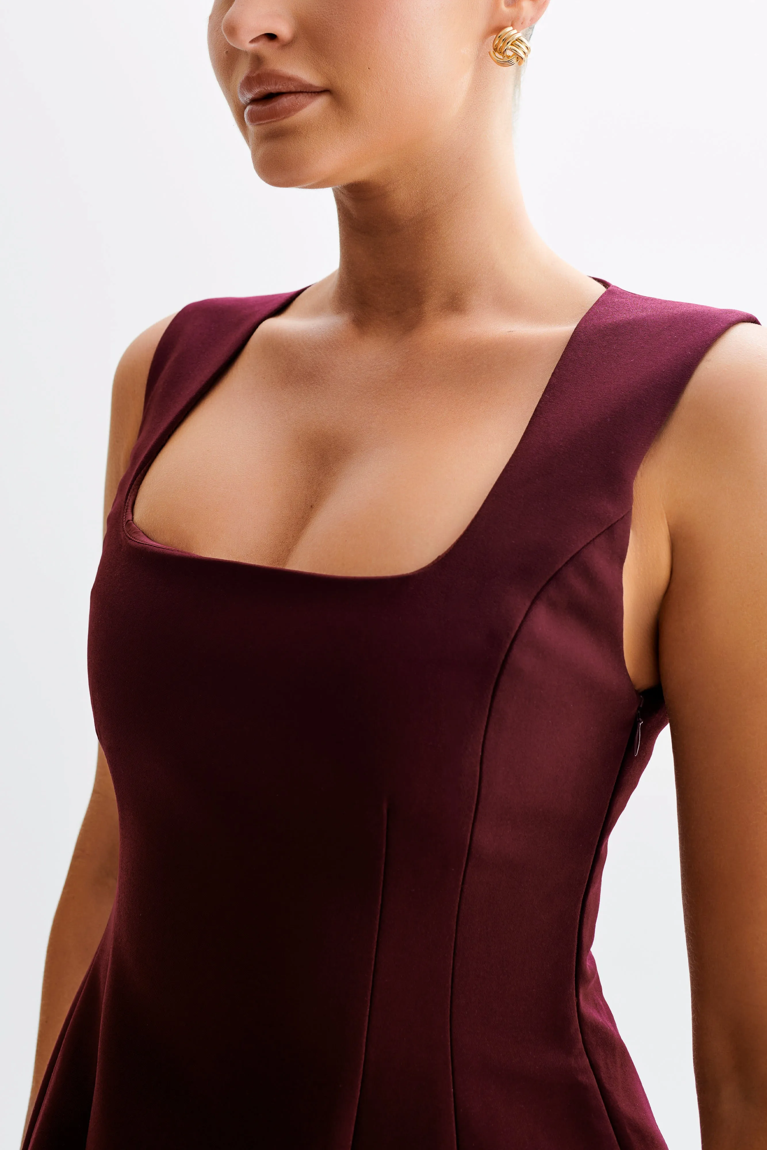 Lysandre Crepe Mini Dress - Plum Modern Motion Back Glow