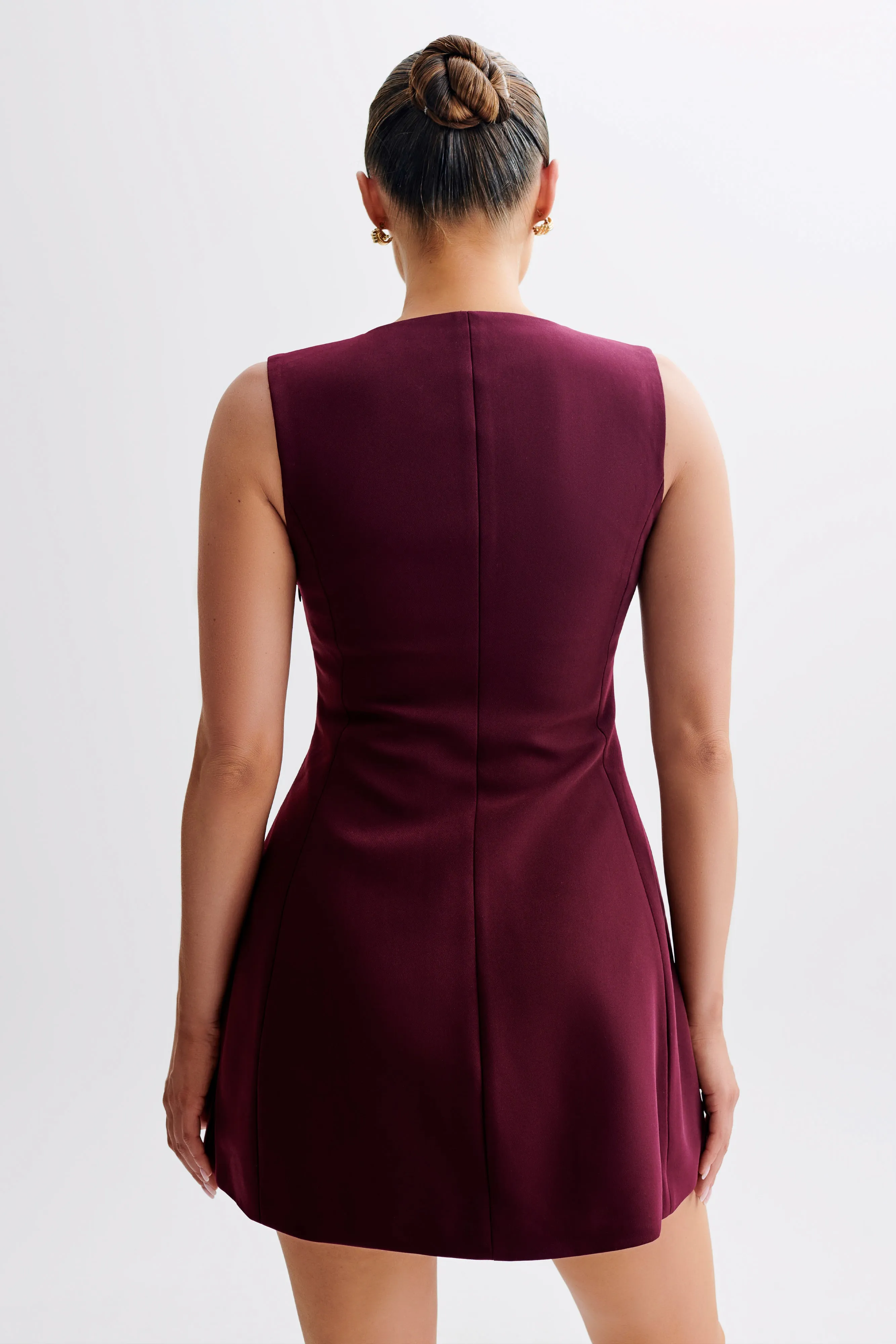 Lysandre Crepe Mini Dress - Plum Chill Lines