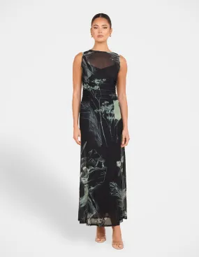 TaglessDesign Travel Ready Naida Sheer Mesh Maxi Dress