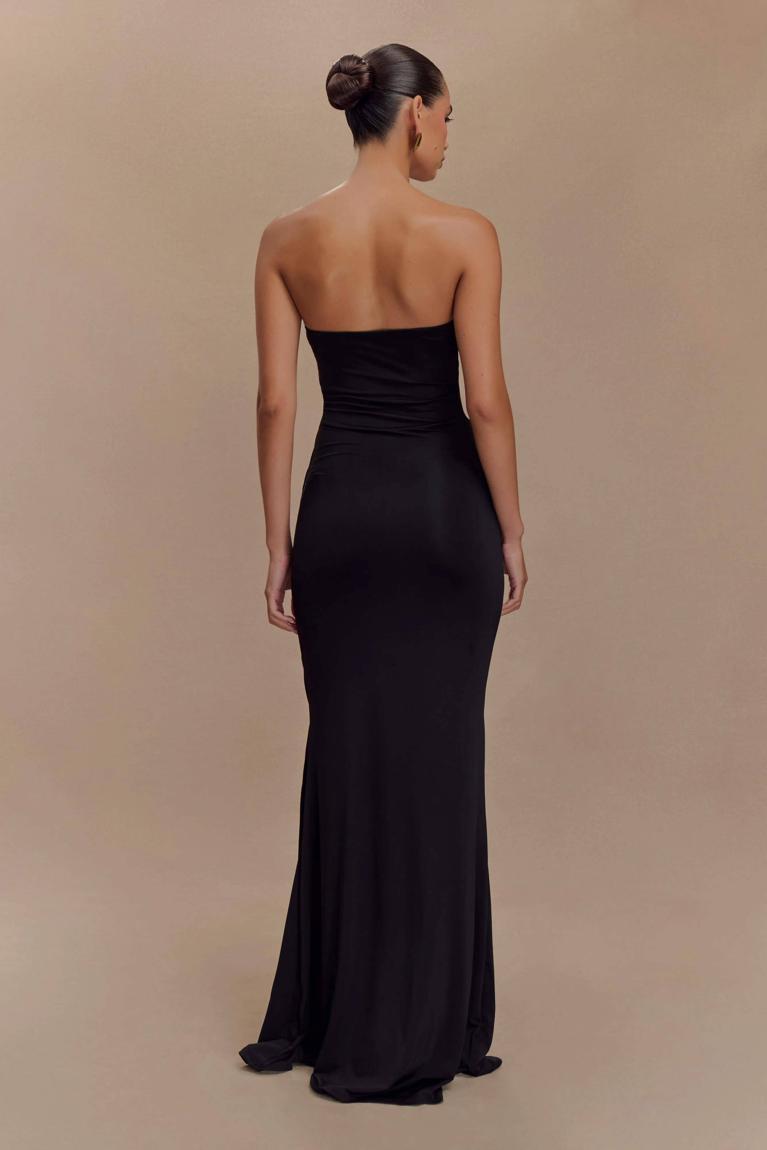 Madison Strapless Slinky Maxi Dress - Black Casual Comfort Wear hypoallergenic