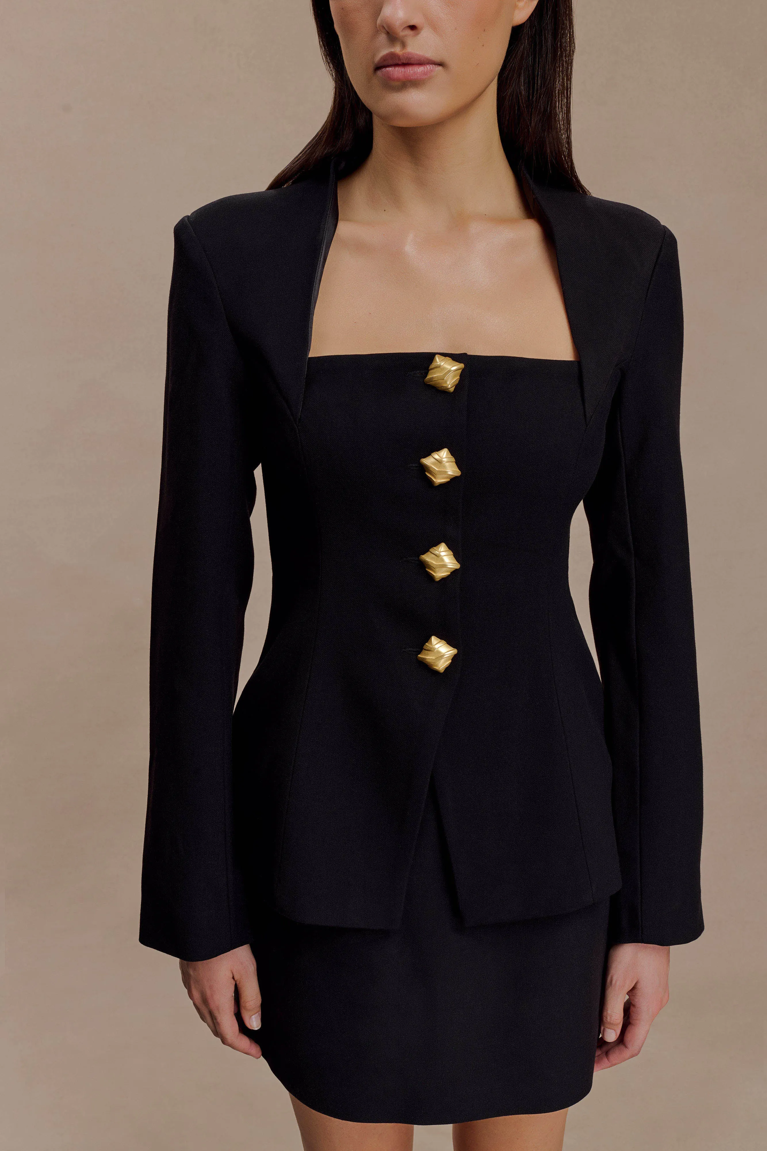 Thermal Insulation Layer TemperatureRegulating Fabric Christel Suiting Fitted Blazer - Black