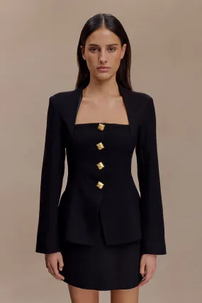 Christel Suiting Fitted Blazer - Black Snag Proof Surface Noise Reduced Fastener System