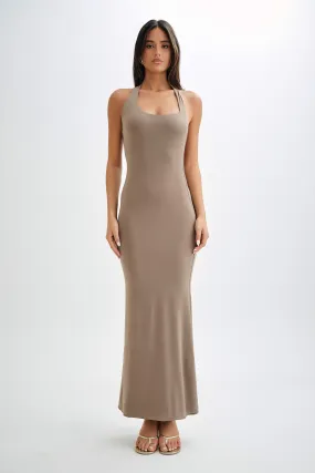 Soft color Formal Choice Marianne Asymmetrical Slinky Maxi Dress - Coco