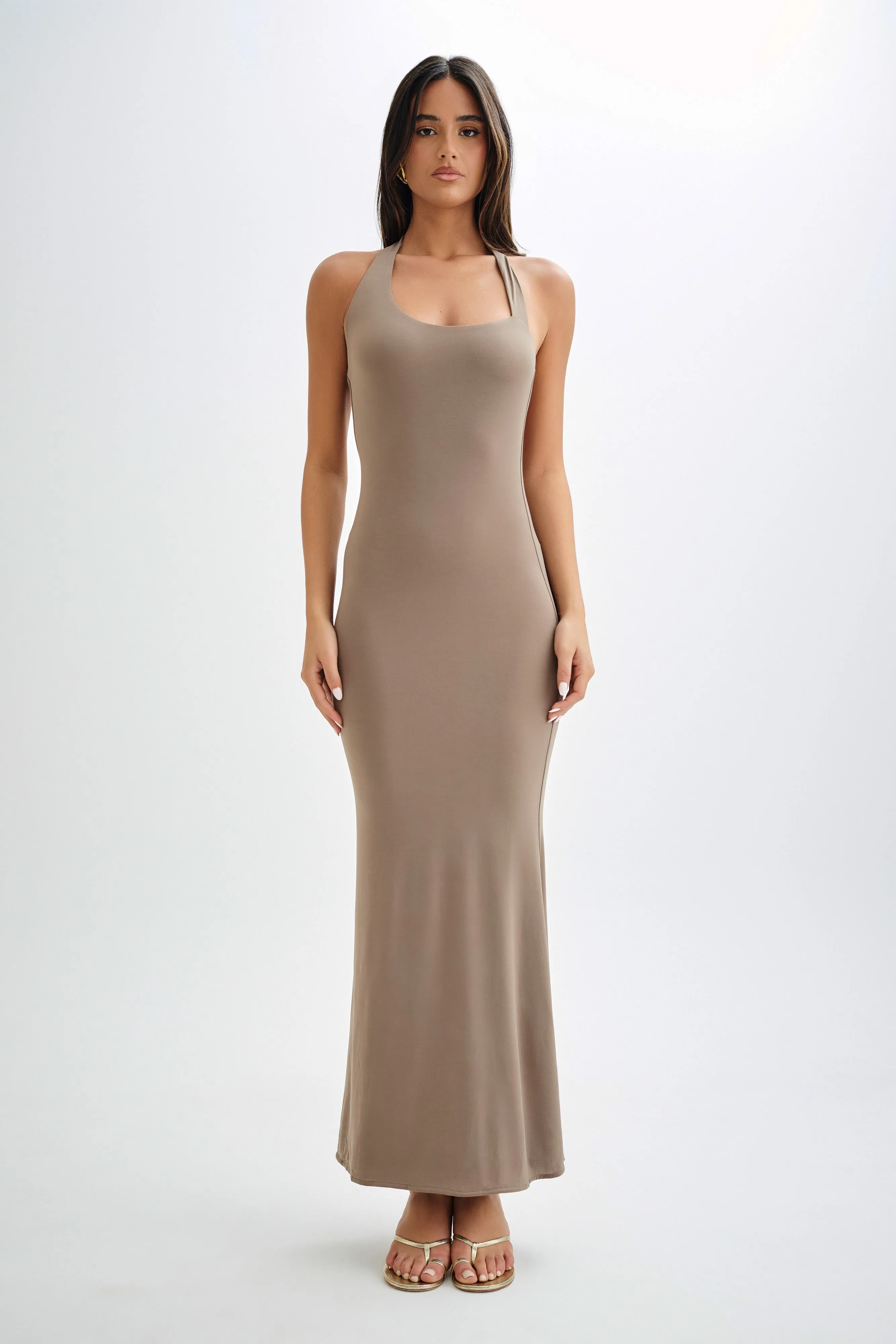Soft color Formal Choice Marianne Asymmetrical Slinky Maxi Dress - Coco