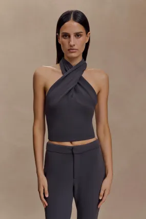 Breathable back panel Marion Cross Over Top - Charcoal Shadow