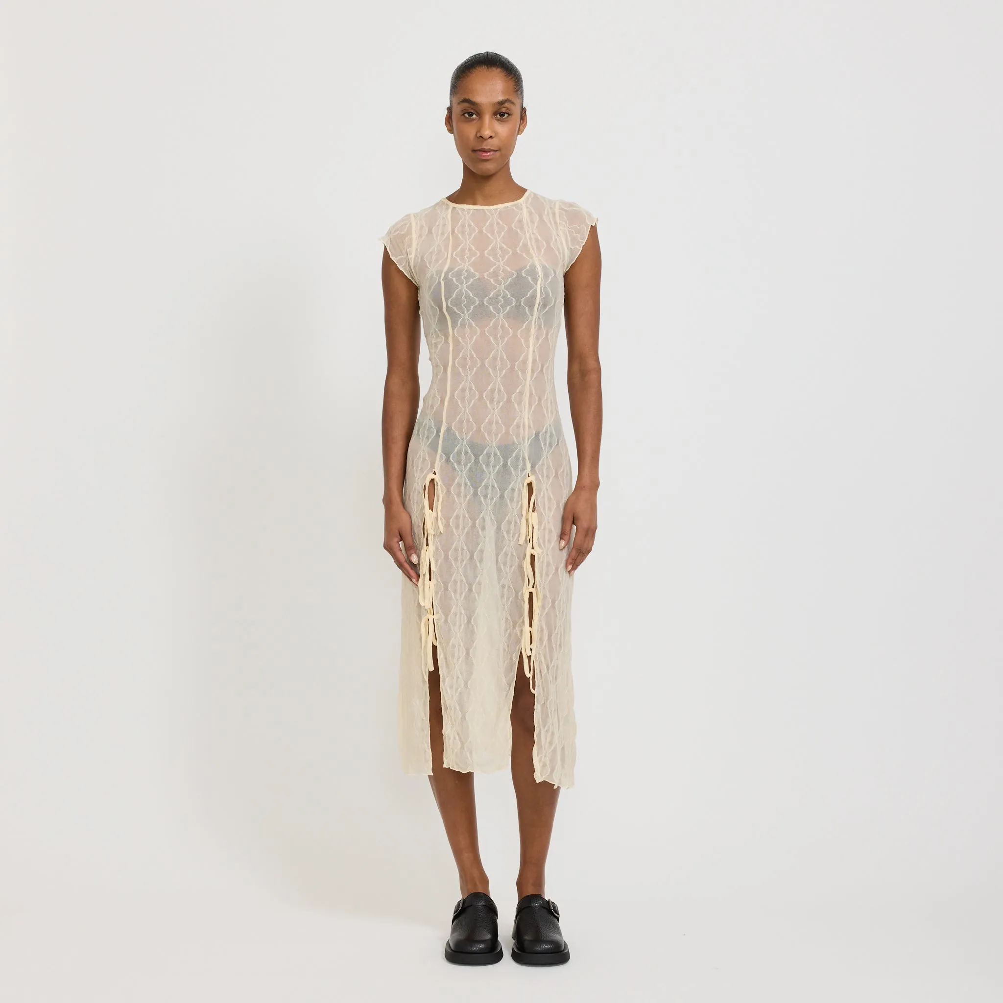 Versatile Edge Mariposa Lace Midi Dress Cloud