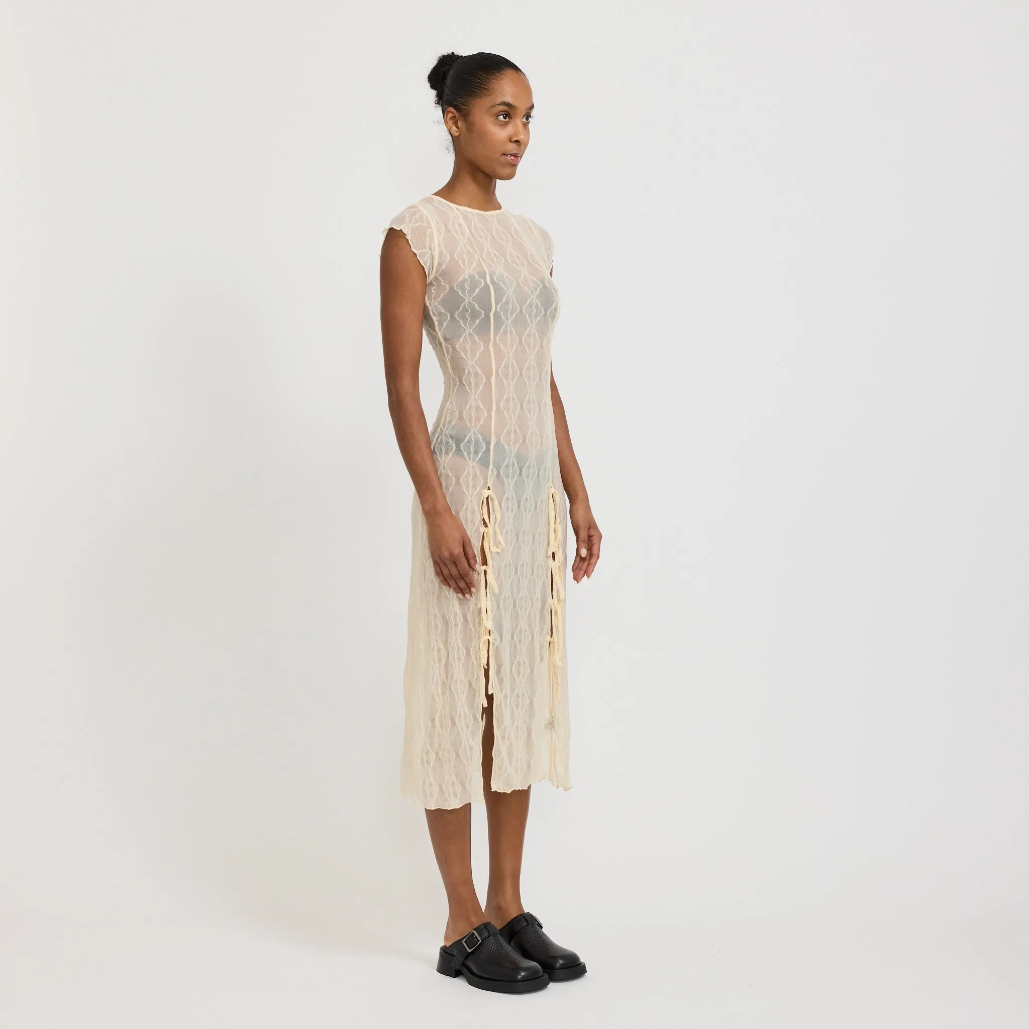 Casual Style Mariposa Lace Midi Dress Cloud