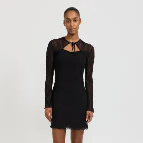 Casual Style Wear Mariposa Long Sleeve Bow Mini Dress Black