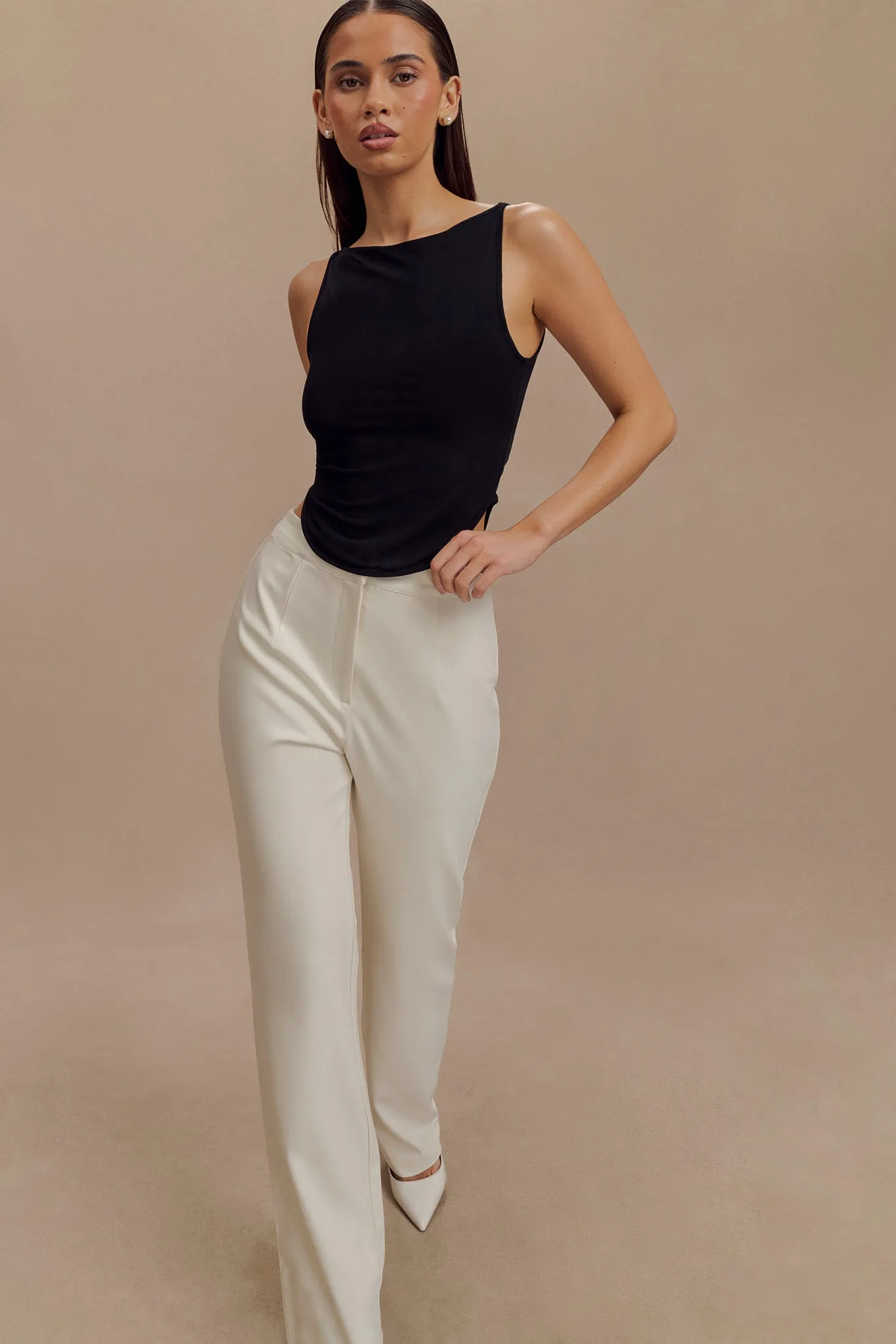Marla Boat Neck Sheer Mesh Top - Black Flatlock Seam FourWayStretch