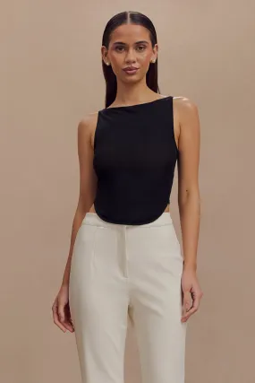 Timeless Cut AbrasionResistant Fabric Marla Boat Neck Sheer Mesh Top - Black