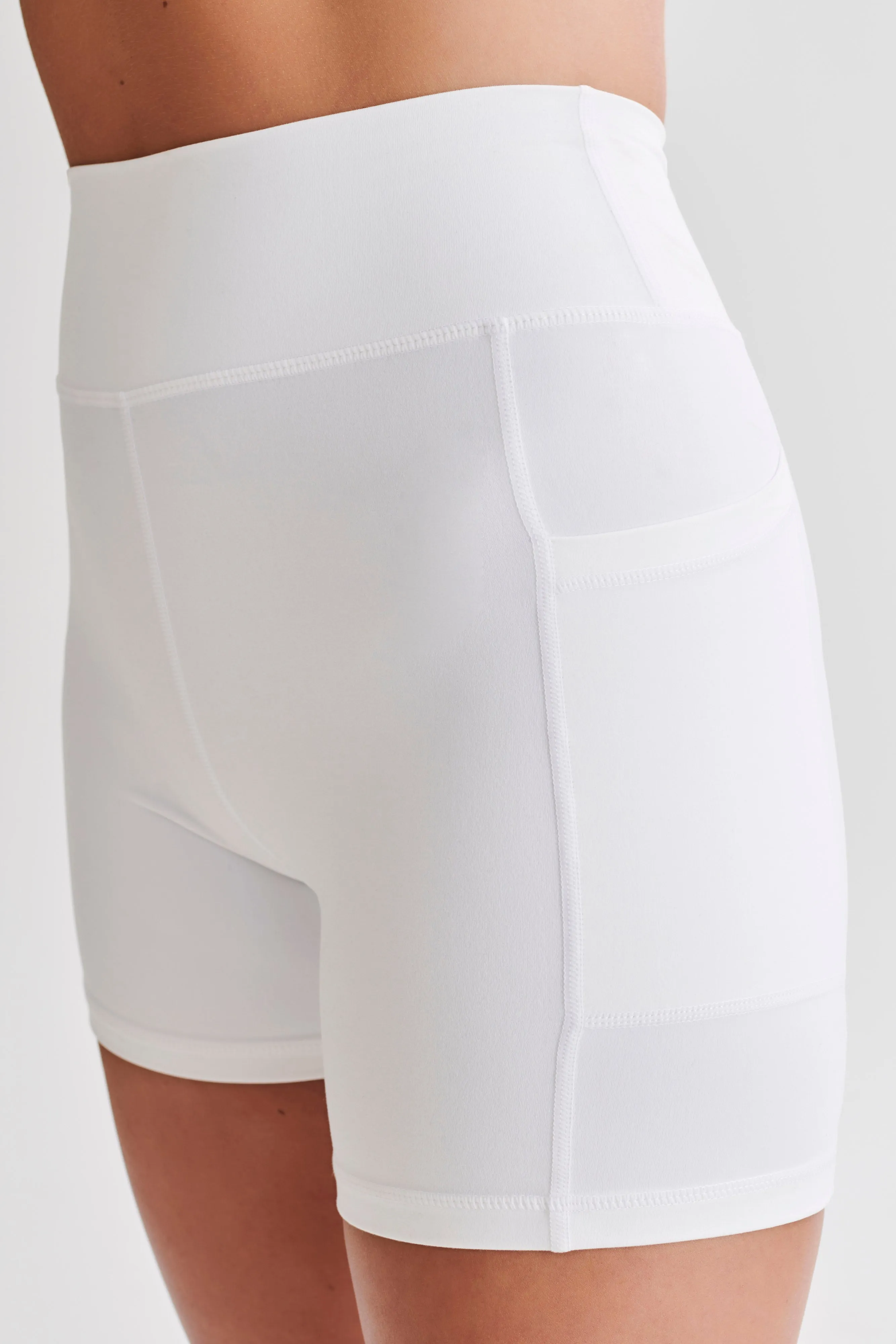 Work Flex Martina Bike Shorts With Pocket - White