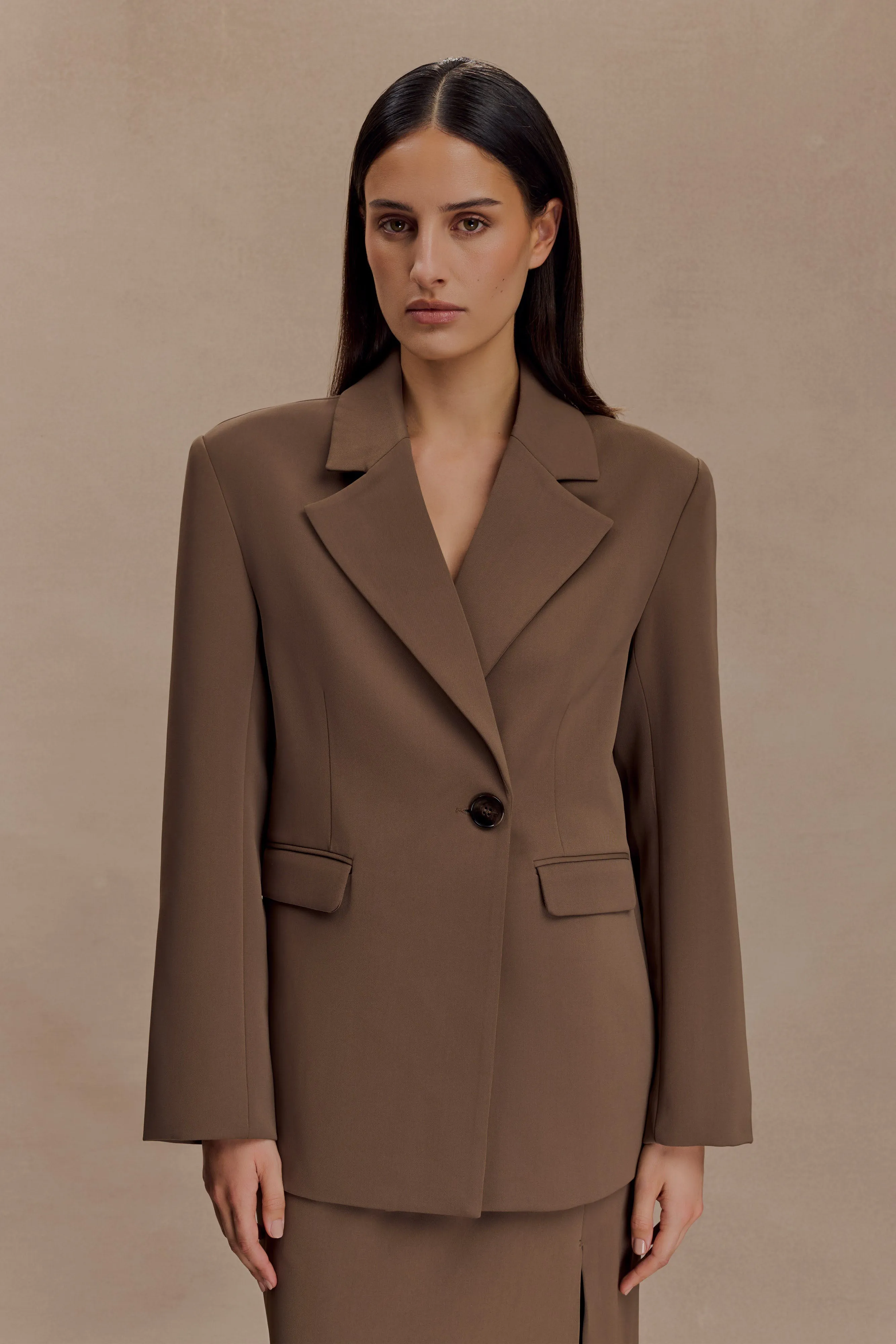 Polished Look Mateo Oversized Blazer - Cacao Brown