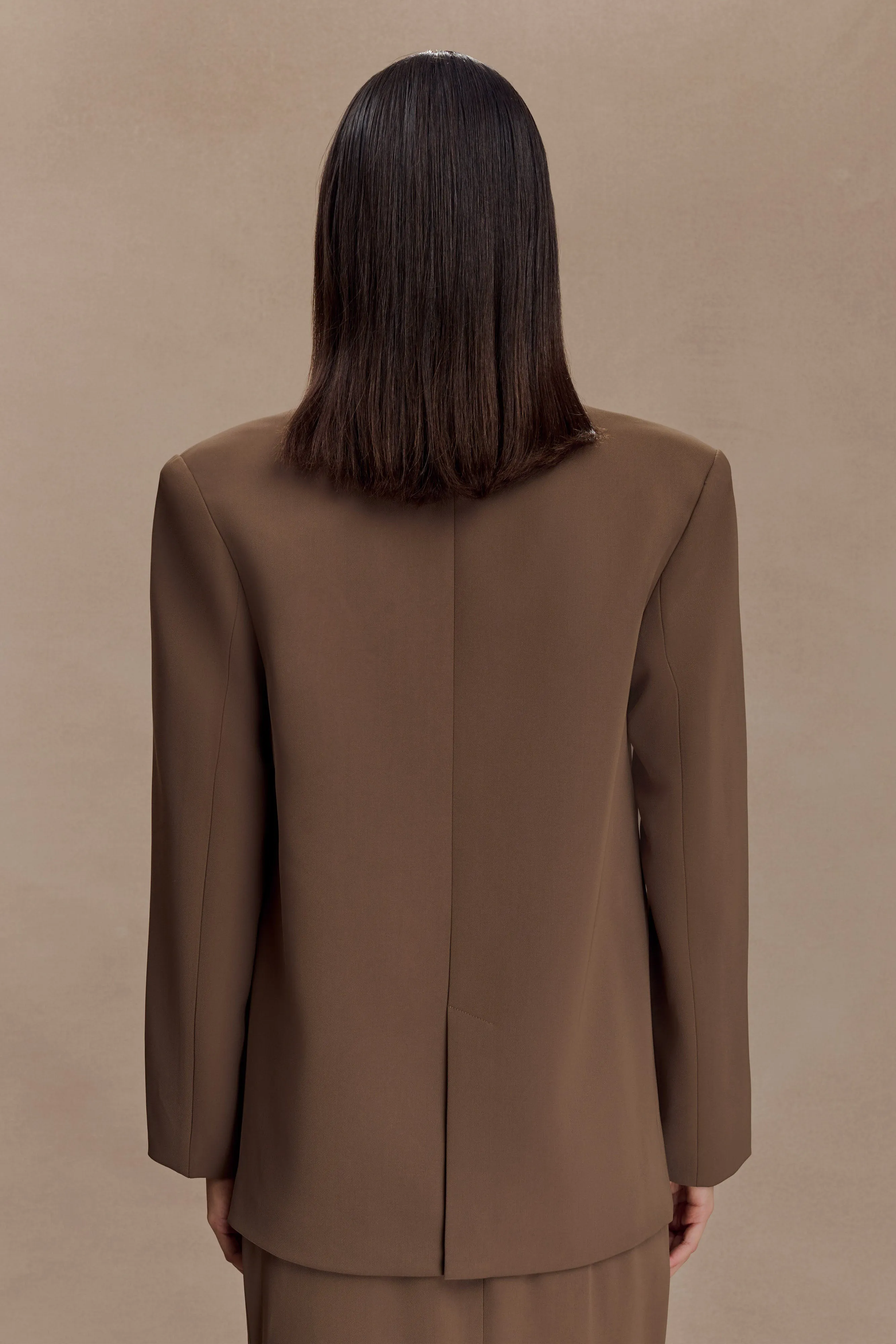 Quick Dry Material Basic Layers Mateo Oversized Blazer - Cacao Brown