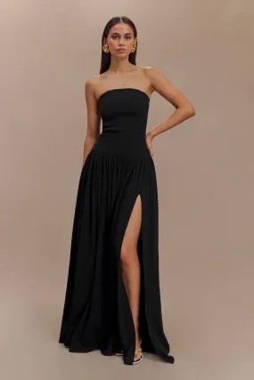 animal-print Work Comfort Maureen Cotton Shirring Maxi Dress - Black