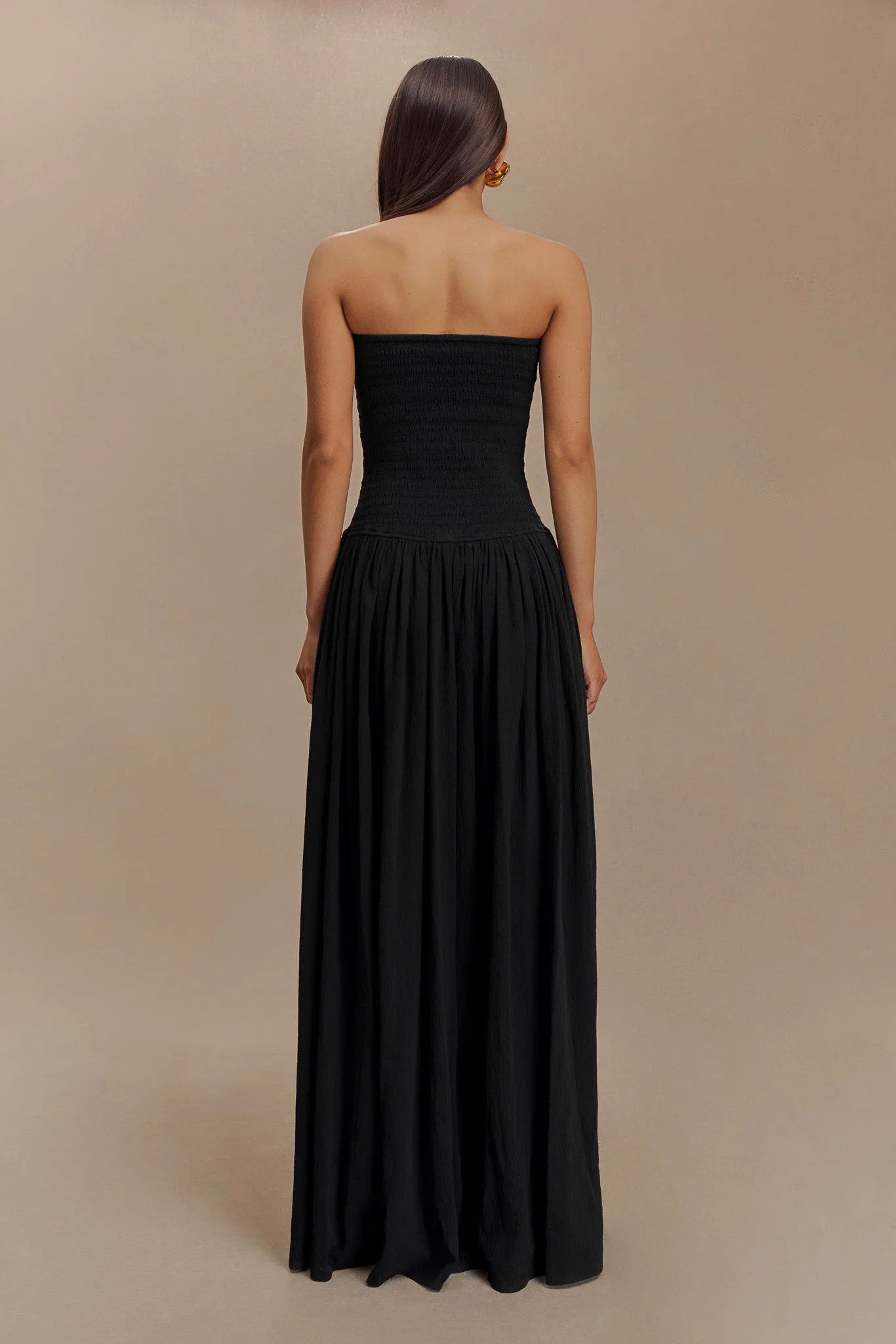 City Layers Maureen Cotton Shirring Maxi Dress - Black