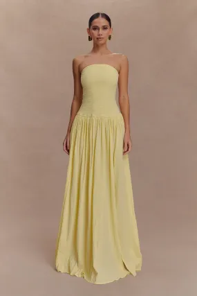 Polished Design All weather Maureen Cotton Shirring Maxi Dress - Lemon