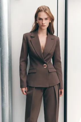 Max Cinched Waist Blazer - Chocolate Outdoor Style Staple