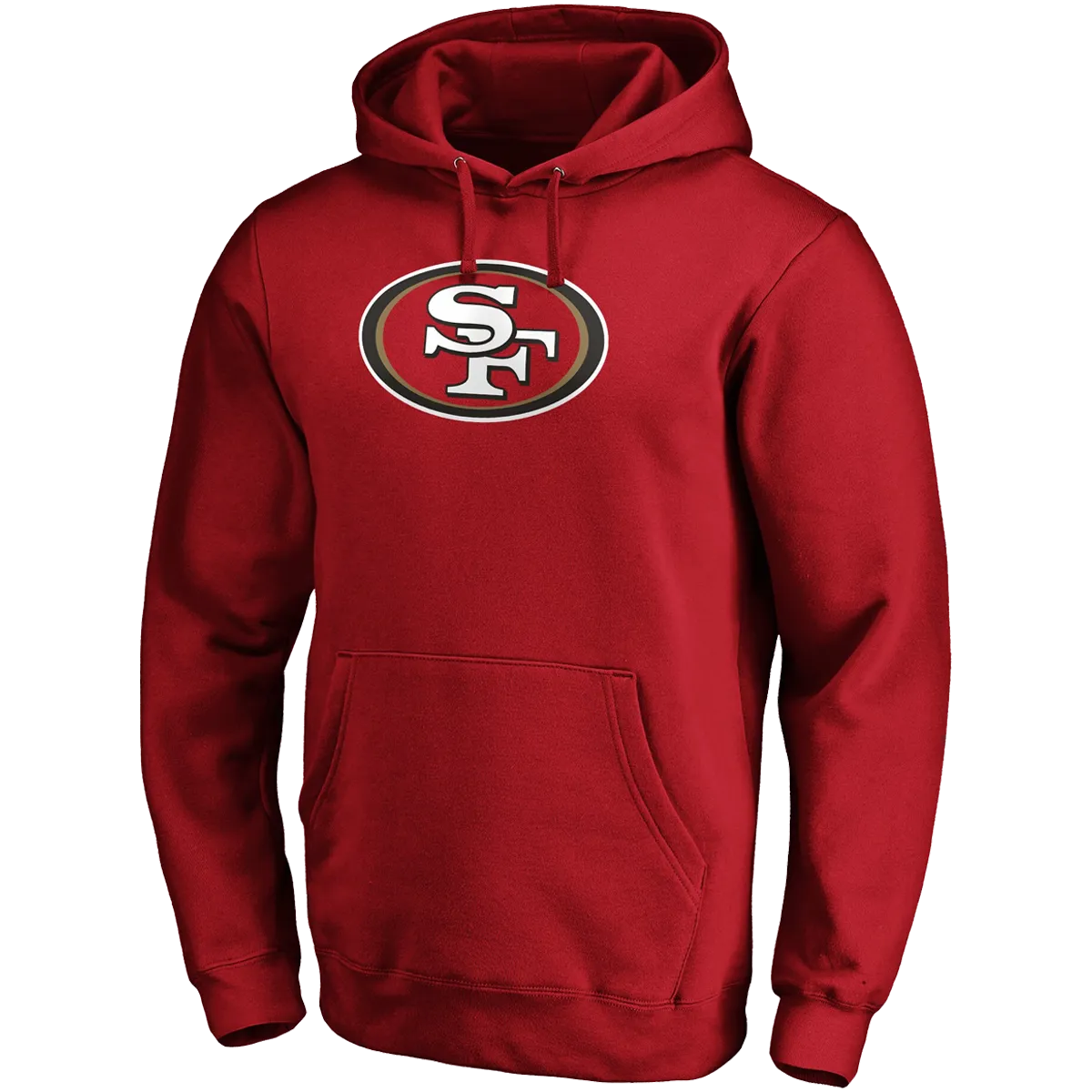 Men's 49ers Primary Logo Fitted Pullover Hoodie AntiStaticTreatment Cuffed hem