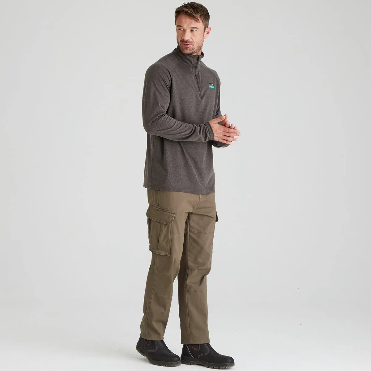 Men's Baseline Pull-on Zip Top Light Bark Marl Durable Reinforced Shoulders