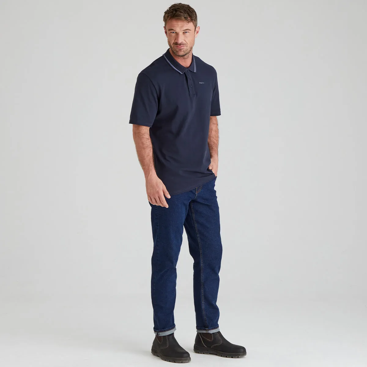 Men's Kilworth Polo Shirt Navy Hydrophobic Threadwork Reversible design