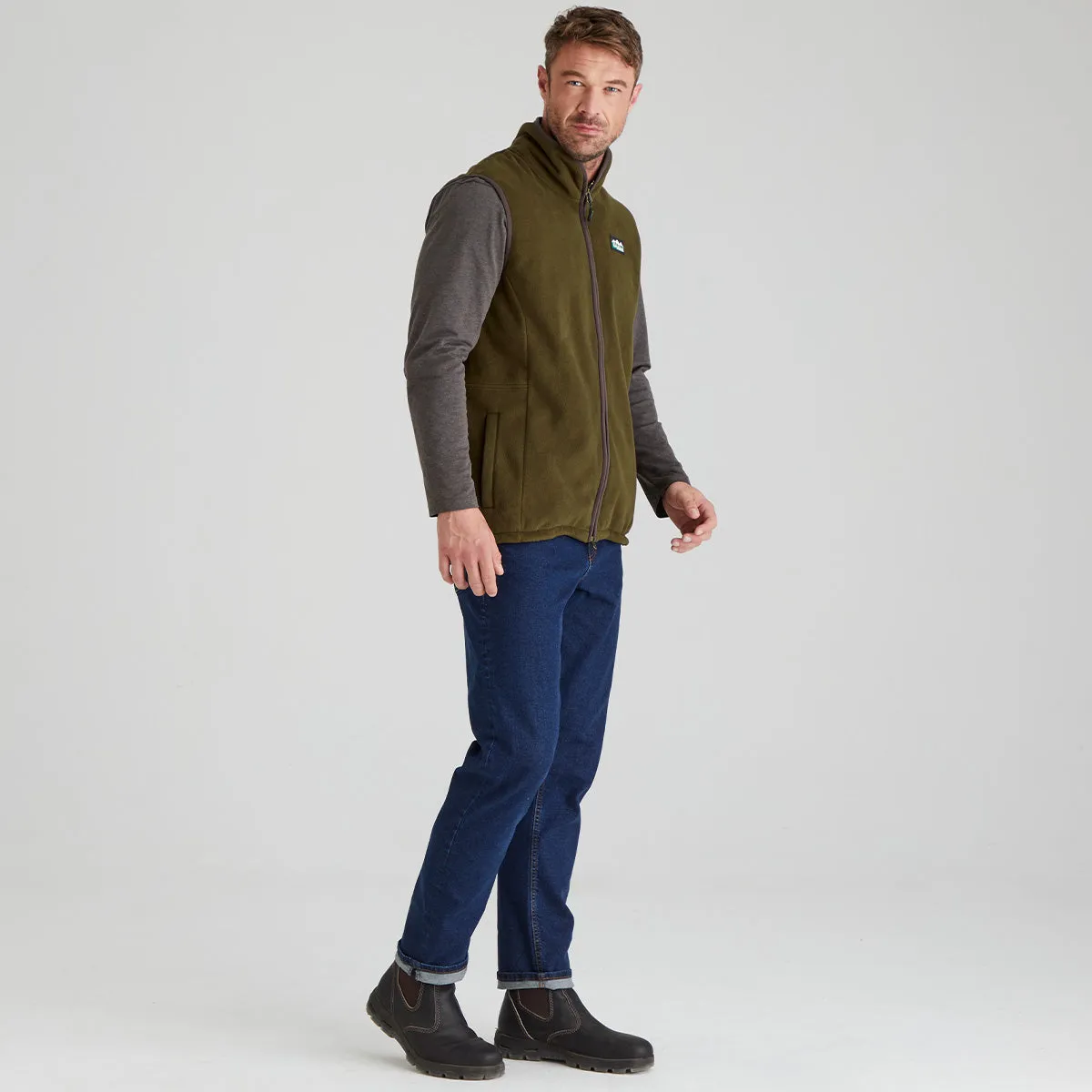 Men's Kodiak Gilet Moody Teak UV Protective Coating NonChafe Tag Placement