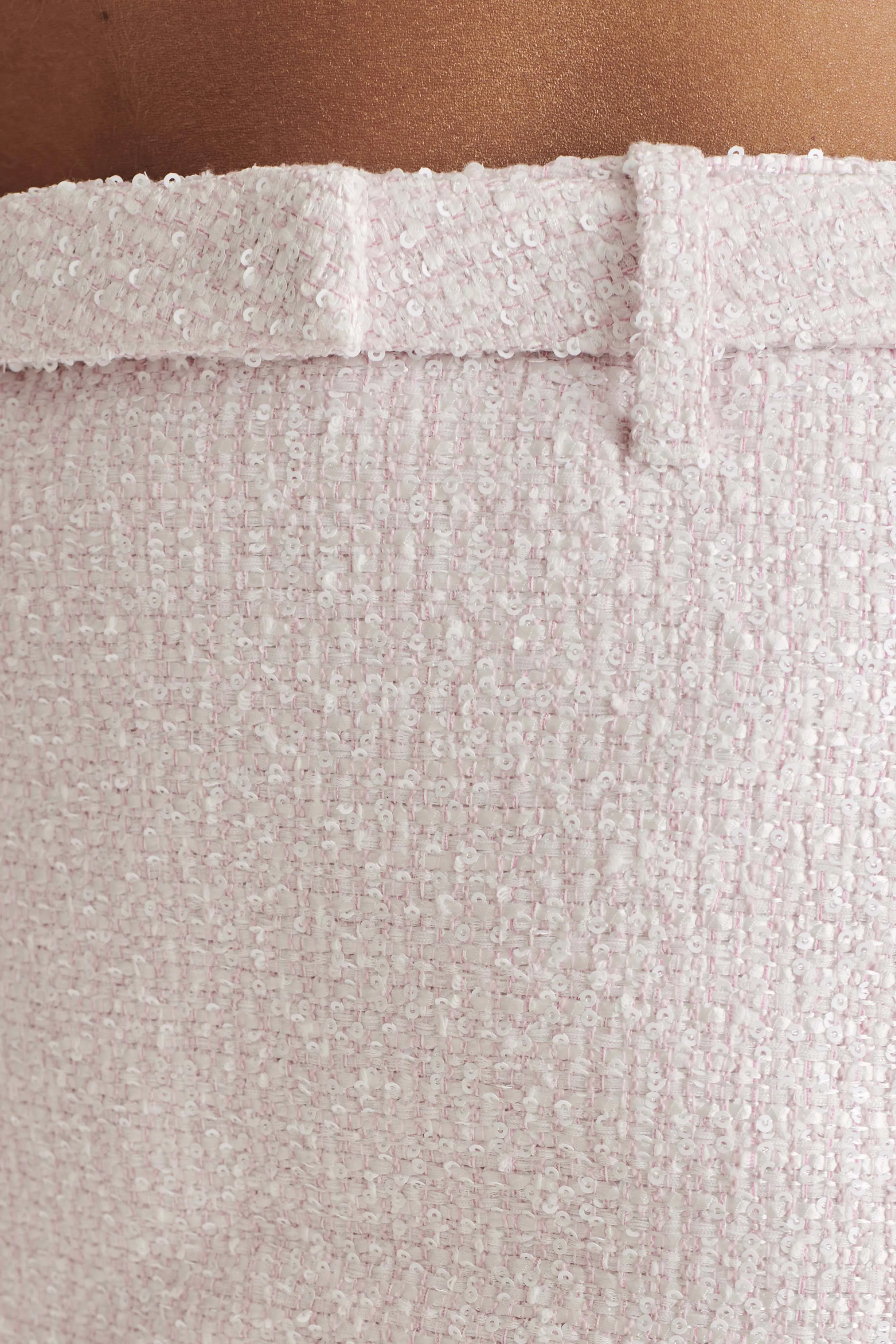 Packable design Anti Static Finish Mercer Tweed Mini Skirt - Fairy Floss Pink