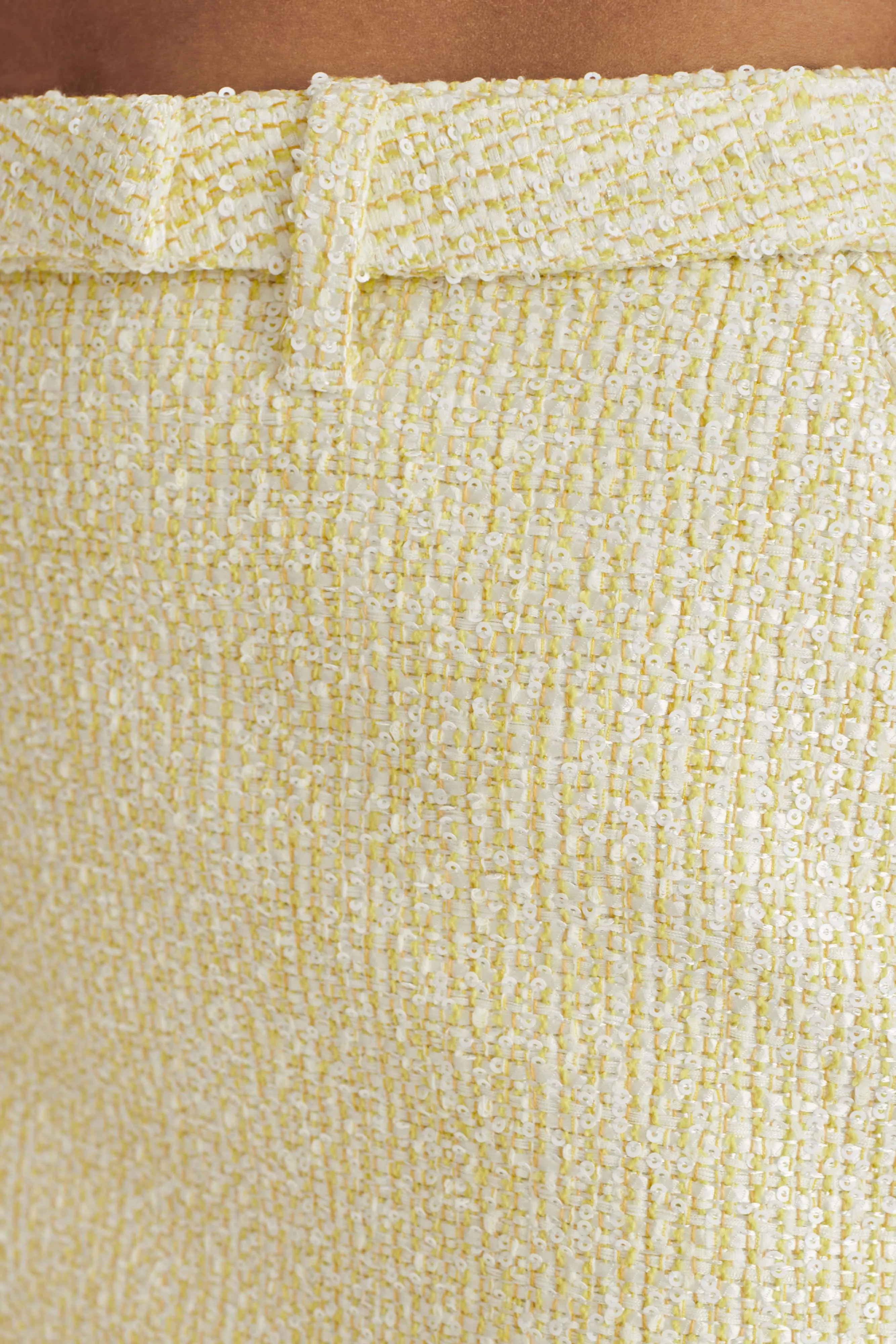AdjustableDrawstring Mercer Tweed Mini Skirt - Lemon