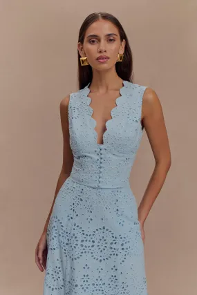 Soft Pullover Modular Layering System Arla Sleeveless Broderie Top - Pale Cornflower Blue
