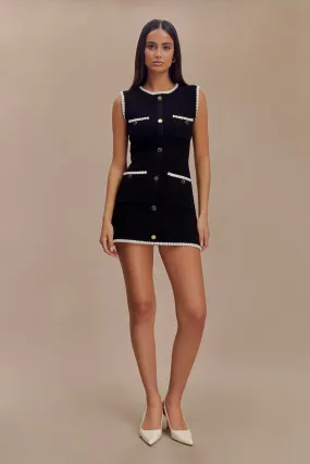 Mia Contrast Knit Mini Dress - Black/White City-Style Sleek Fit