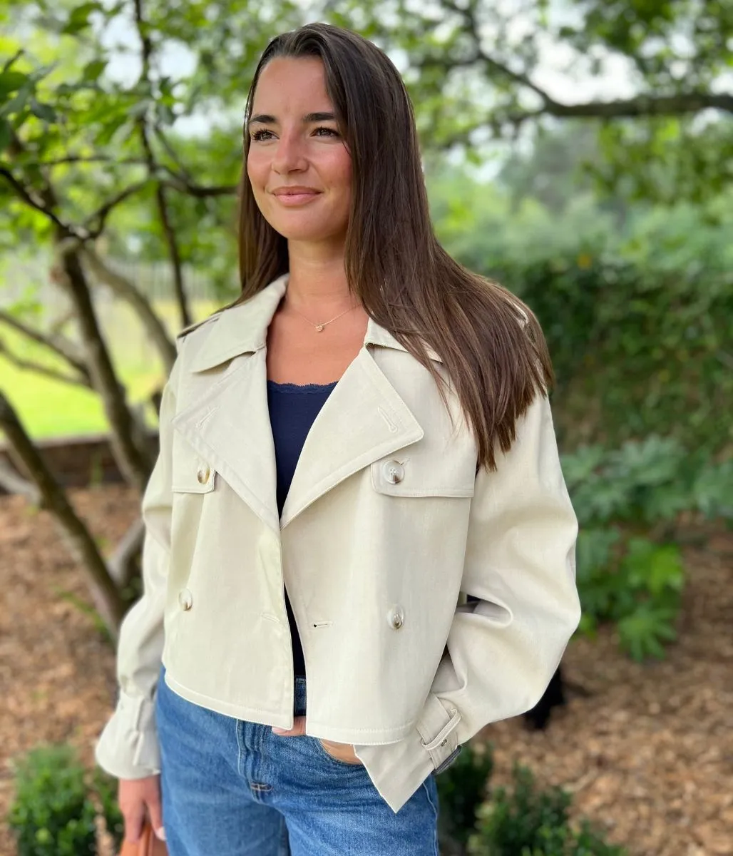 HoodedStyle Stone Crop Trench Coat