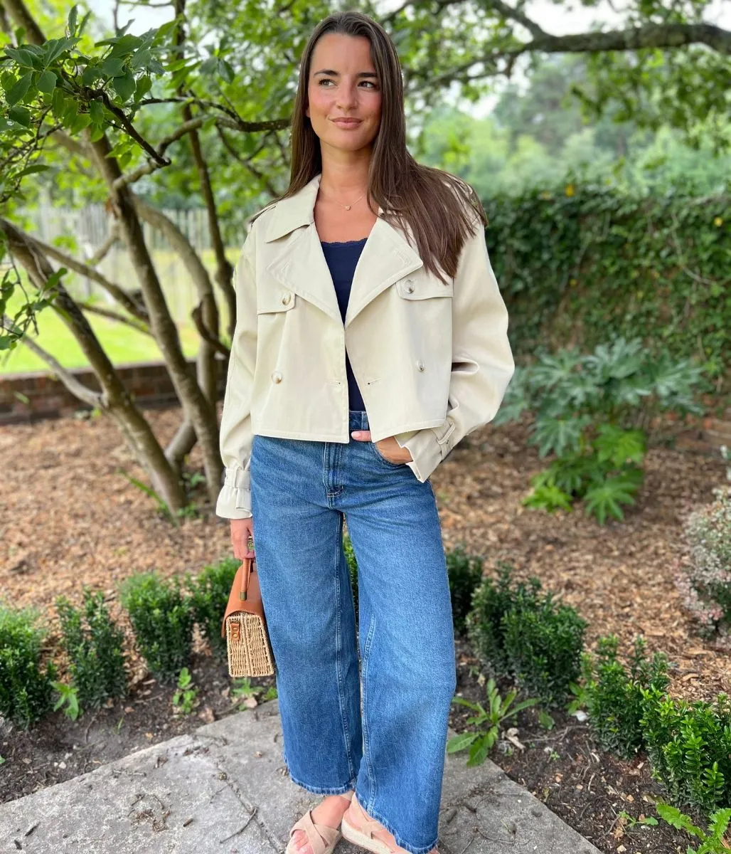 NonRestrictiveFit Stone Crop Trench Coat