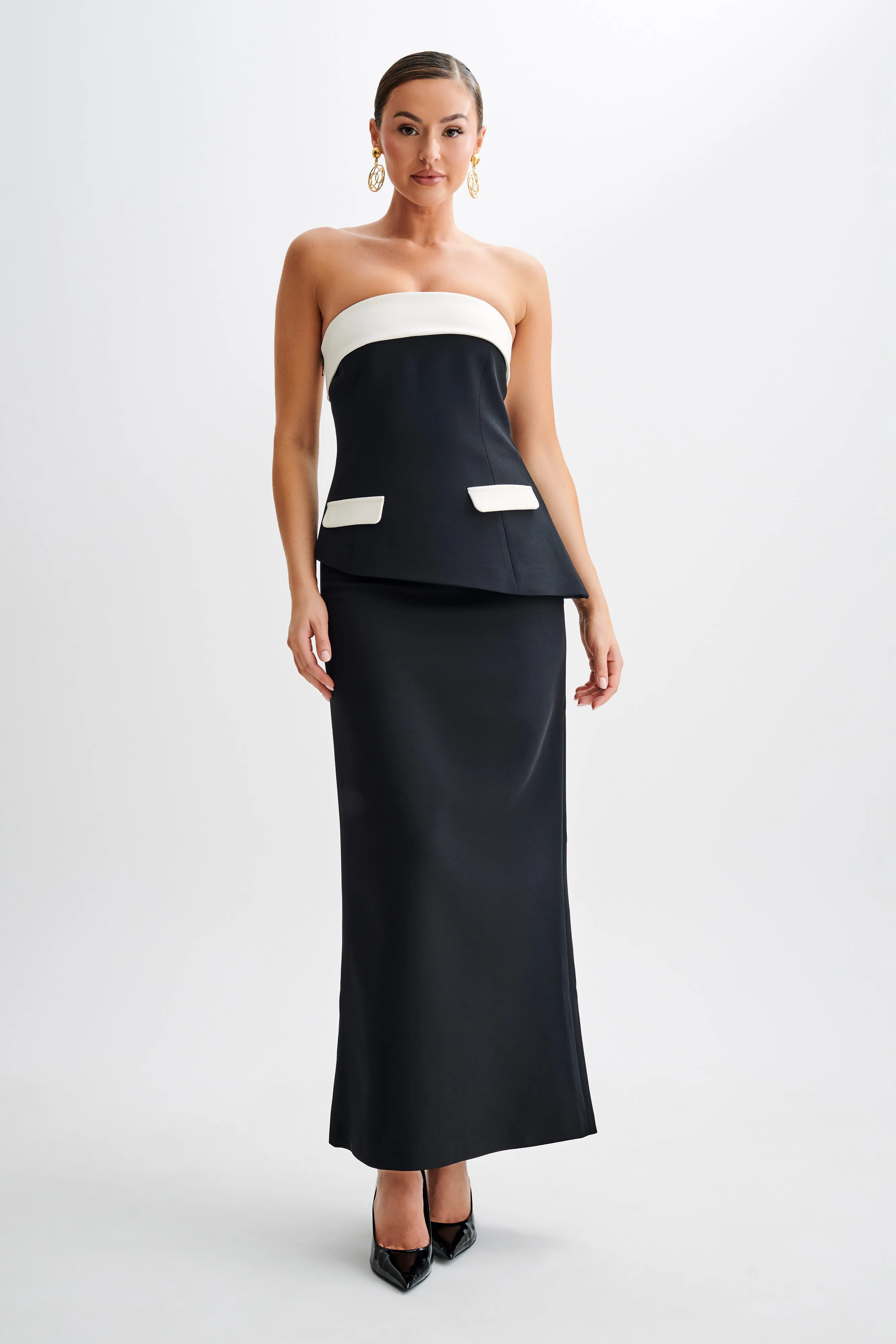 Micah Suiting Maxi Skirt - Black Shape Retention StretchFabric