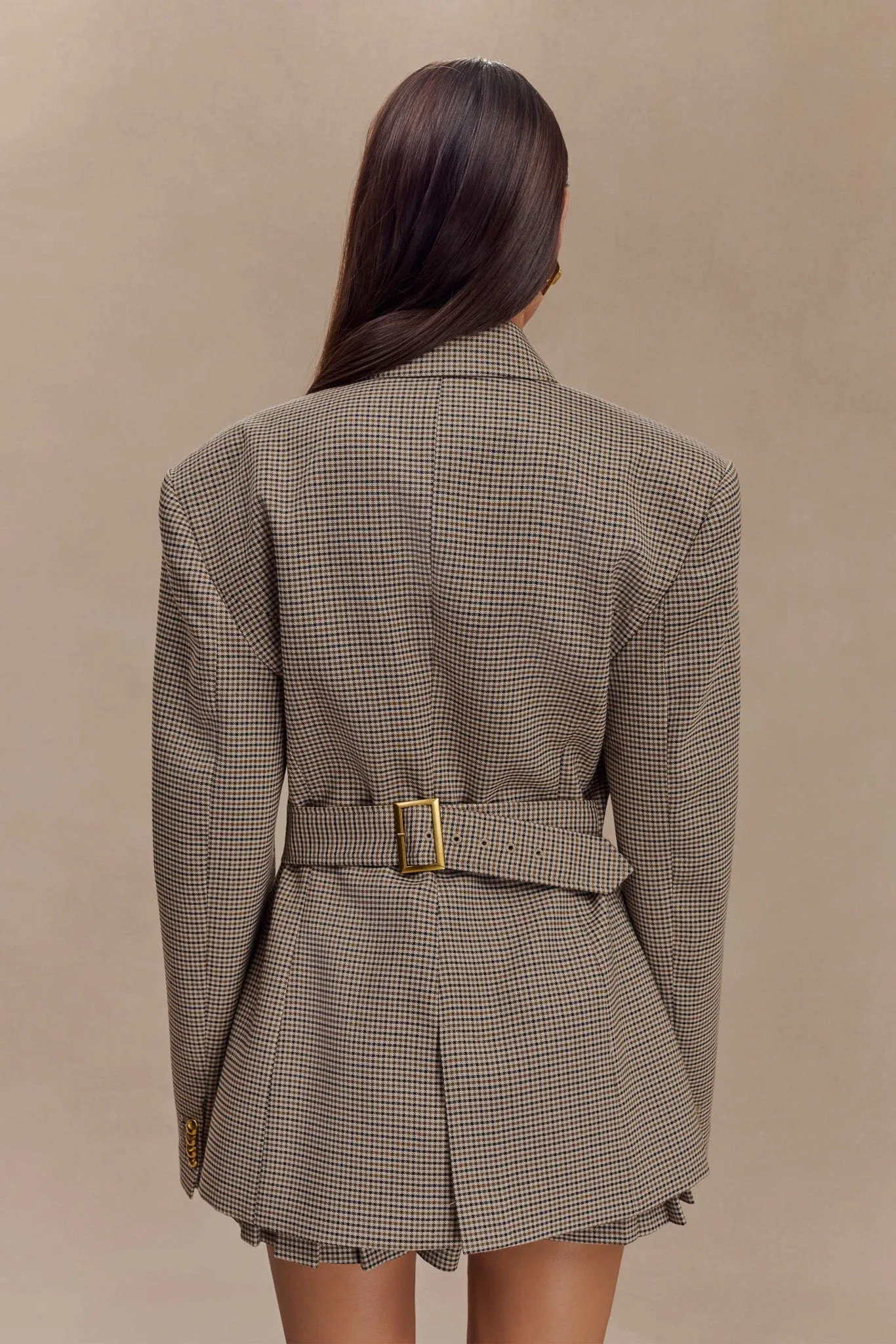 Clean Fit Mila Shaped Blazer - Tan Check