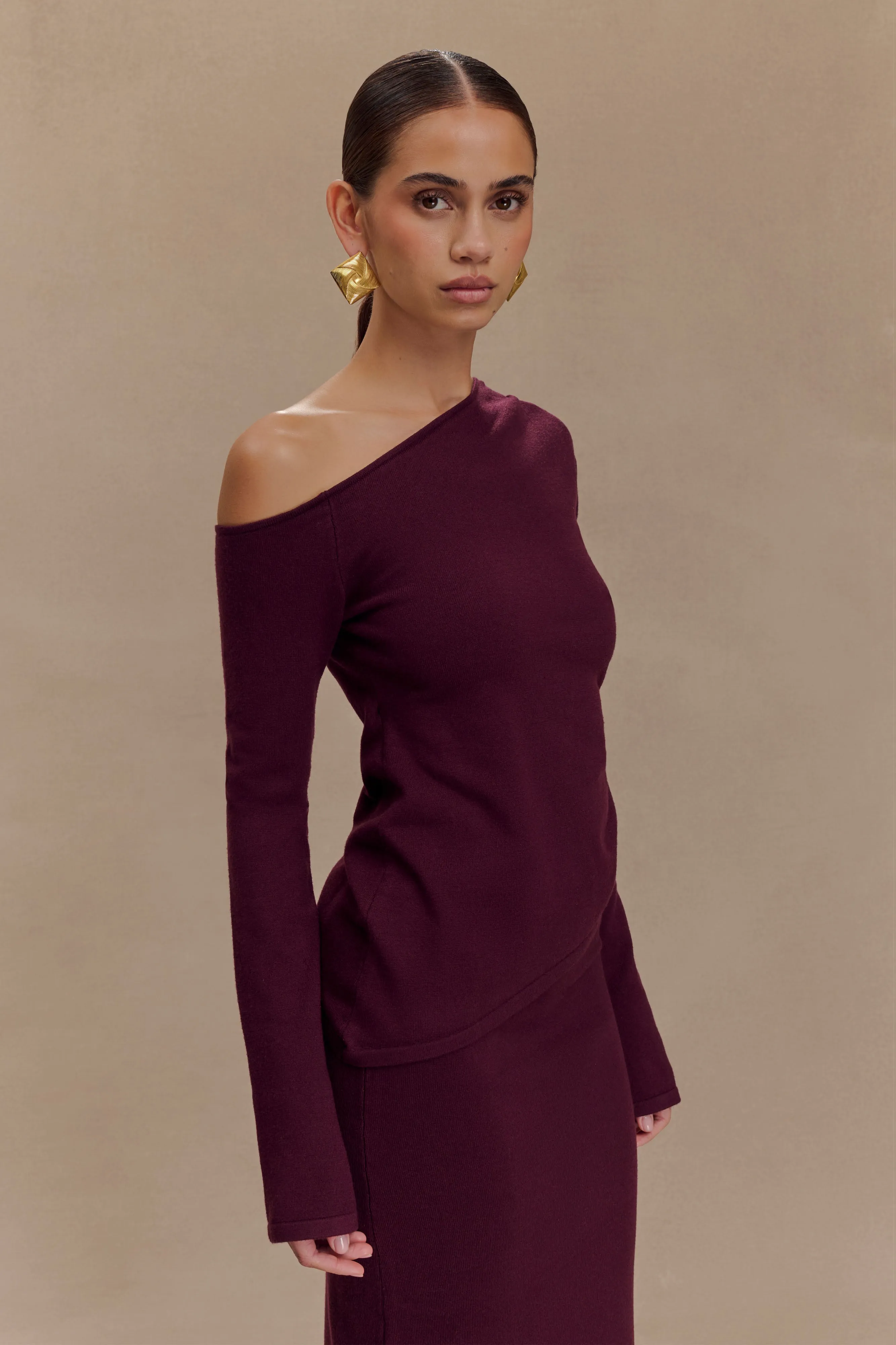 Miles Off Shoulder Knit Top - Plum Basic Tank