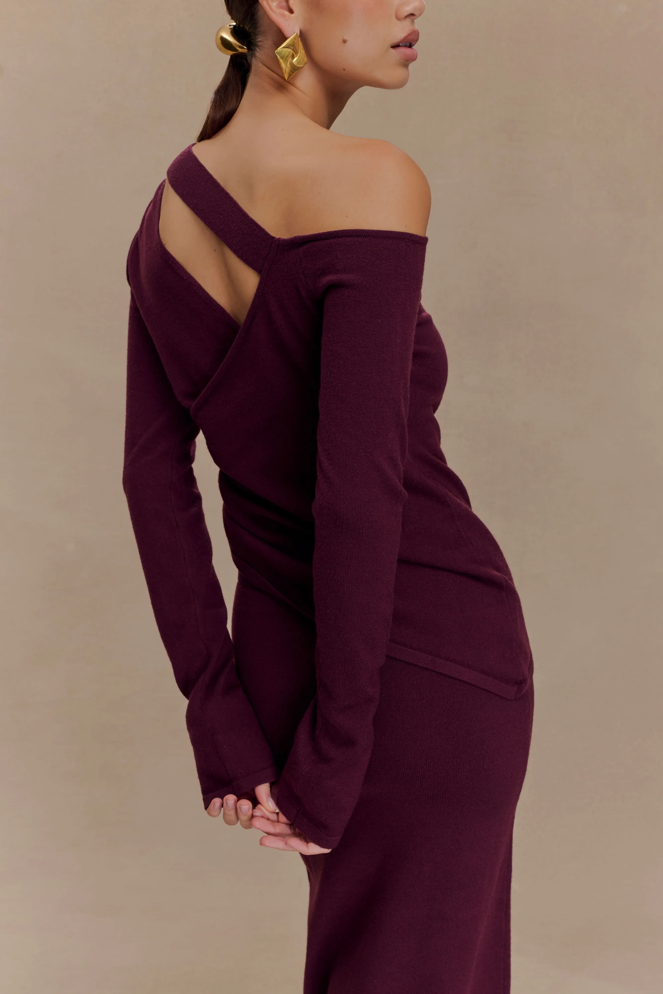 Miles Off Shoulder Knit Top - Plum FrictionResistantEdges
