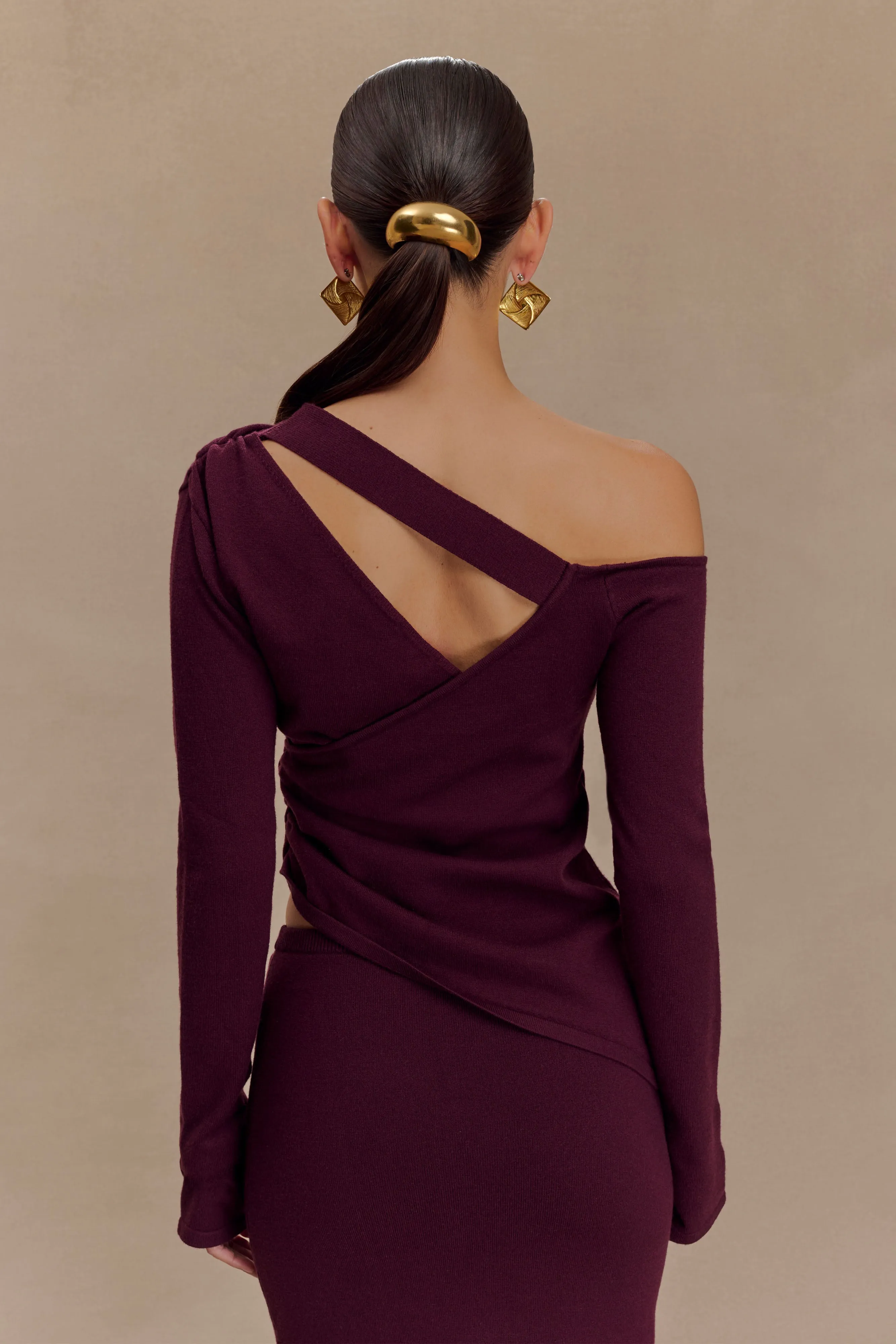 Miles Off Shoulder Knit Top - Plum Buttery Soft Feel TaglessCollar