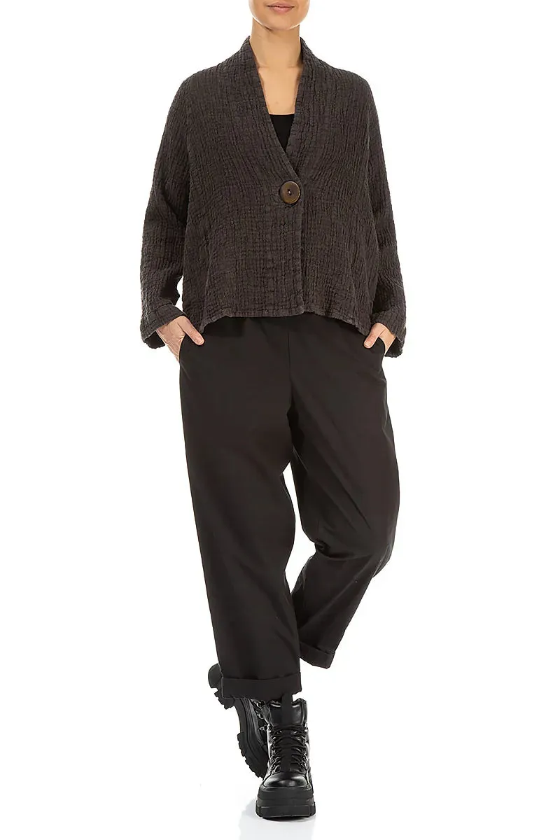 Rugged Outdoor Optimized Single Button Forest Brown Textured Linen Jacket